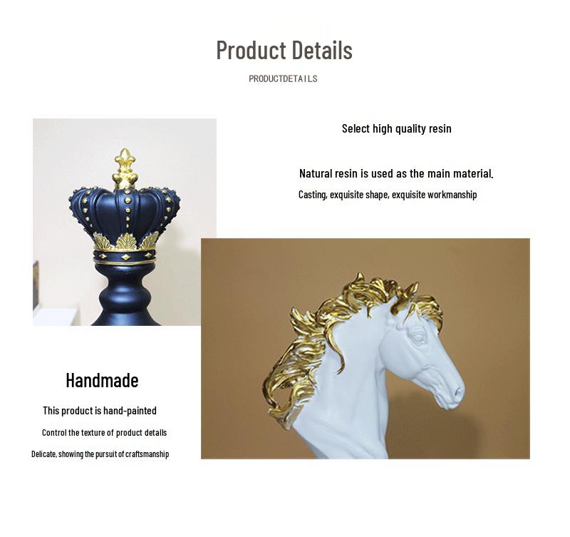 Black and White Chess Piece Resin Figurine for Creative Home Decor