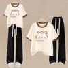 College Style Suit Women's Summer Cotton Short-sleeved T-shirt Sports Trousers Two-piece Suit