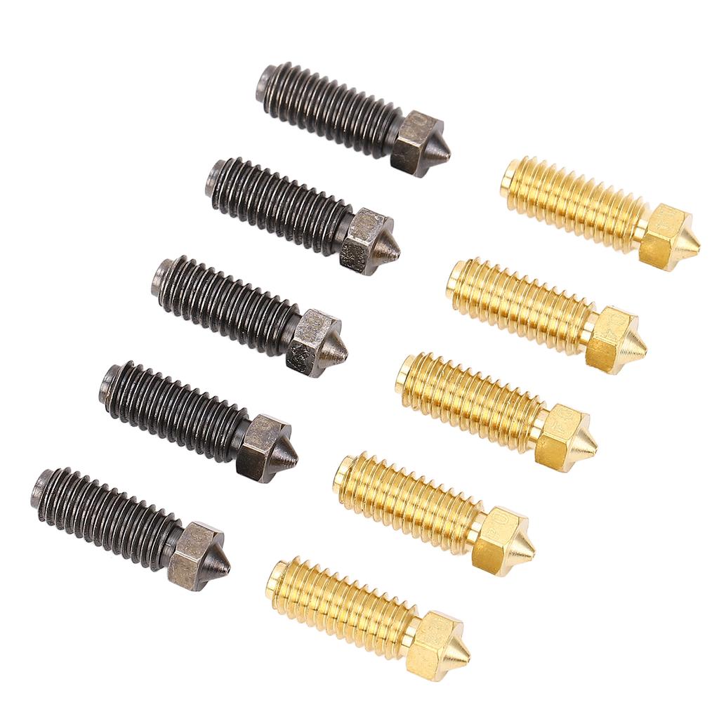 10Pcs 3D Printer Nozzles Hotend Replacement Nozzle Kit 0.4mm Brass and Hardened Steel for Kobra 3