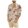 Herren-Weihnachtshemden, langärmelig, mit Blumenmuster, Knopfleiste, lustig, niedlich, grafisches Hemd