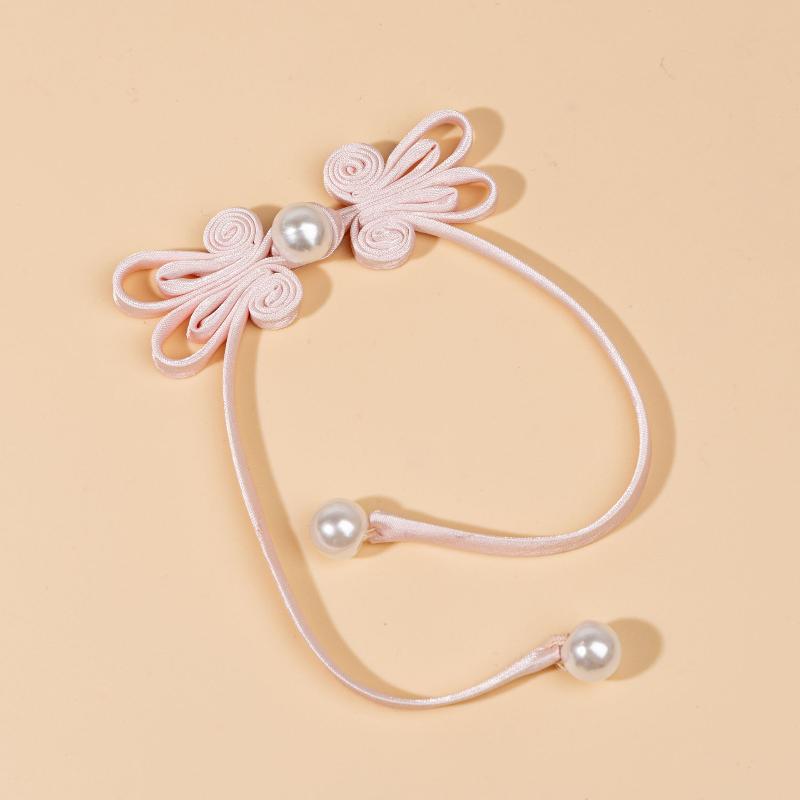 Botões de Tassel de Pérola Tecidos à Mão Estilo Chinês Fivela de Cheongsam Acabamento com Contas Fixador Para Orelha de Coelho Cauda Longa Botões Decorativos