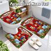 Christmas Custom Name 3Pcs Flannel Bathroom Mat Set Toilet Rug Personalized Bath Decor