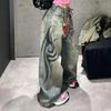 RogueWave Y2K Rosa Baggy Jeans Vintage Trykkmønster Vasket Ripped Jeans Hip Hop Streetwear Harajuku Menn Kvinner Casual Vide Ben Jeans