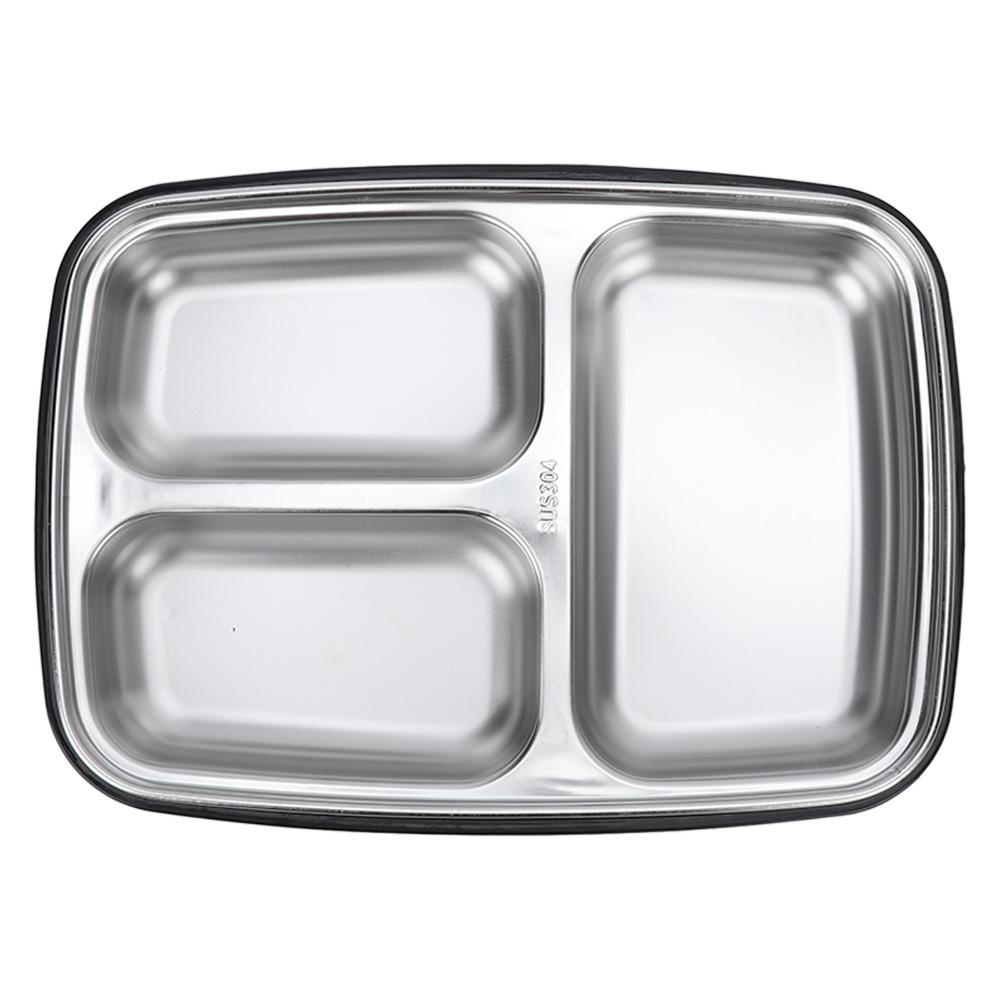 3 Compartment Insulated Lunch Box 304 Stainless Steel Food Storage Container  For Picnics