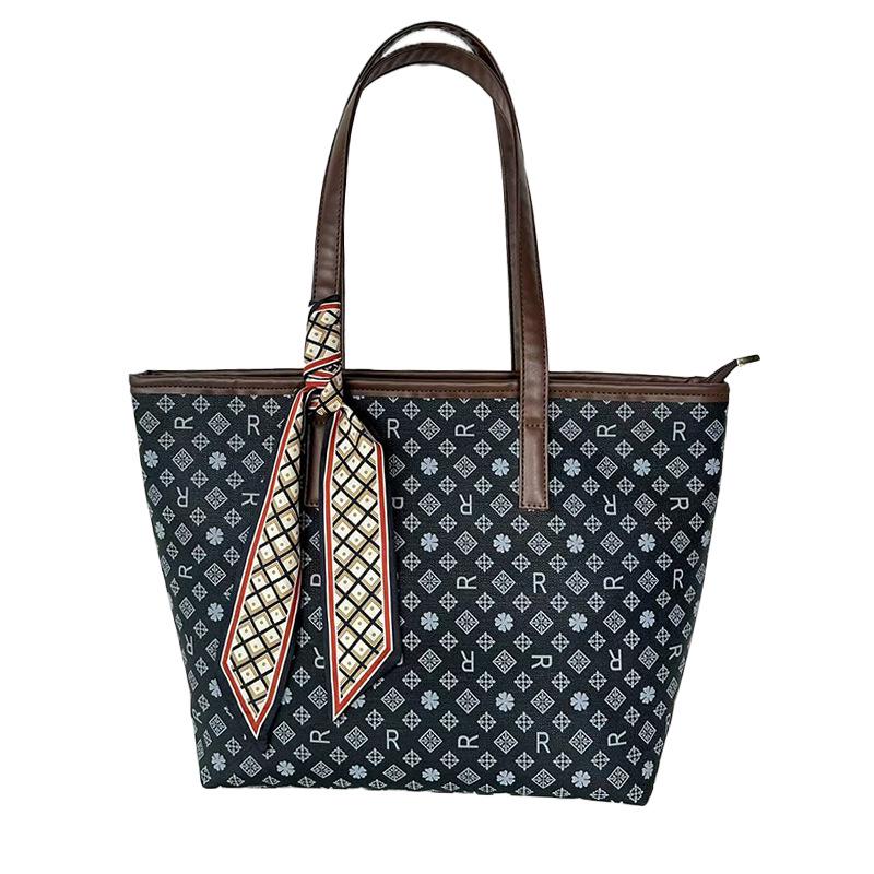 

European and American Style Tote Bag: Large Capacity, Fashionable, Classic, Versatile Shoulder Bag for Women чёрный