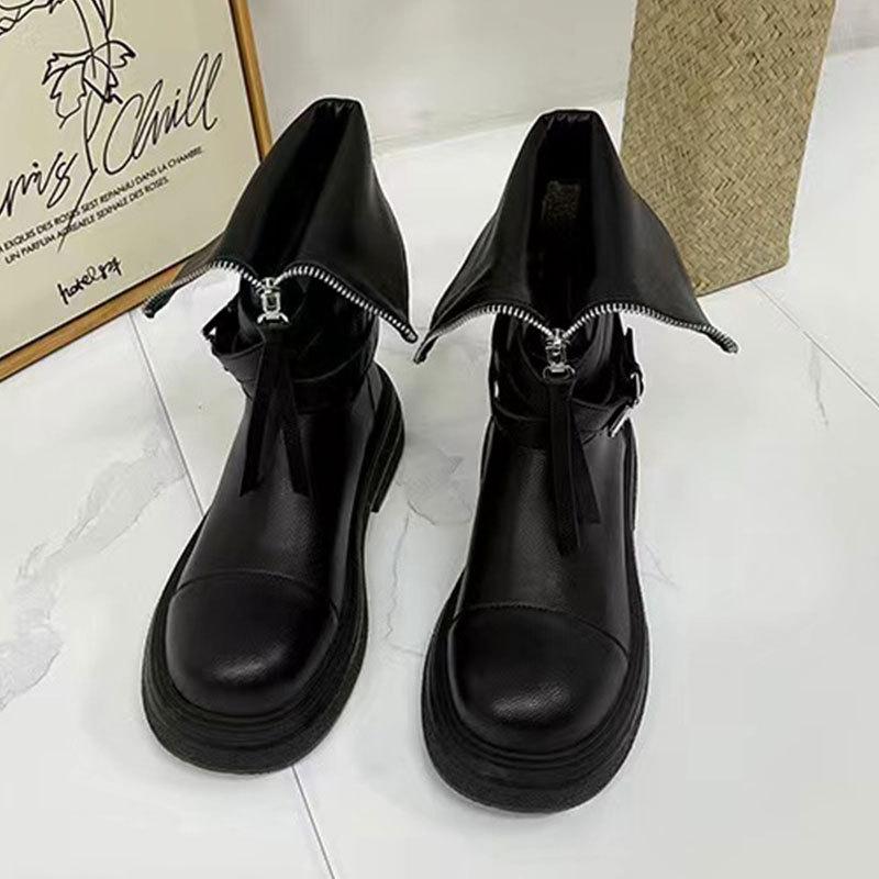 Boots Women's Boots 2025 New Autumn and Winter Fashion Retro Tall Knight Boots Medium Boots Long Boots Brown Martin Boots