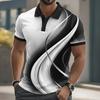 Men's Fashion Button Polo Shirt Abstract Summer Short Sleeve Casual Polo