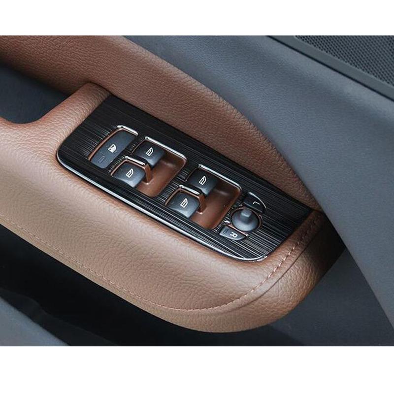 Car Body Door Window Glass Inner Panel Armrest Lift Switch Button Trim Frame 4pcs For Volvo XC60 2018