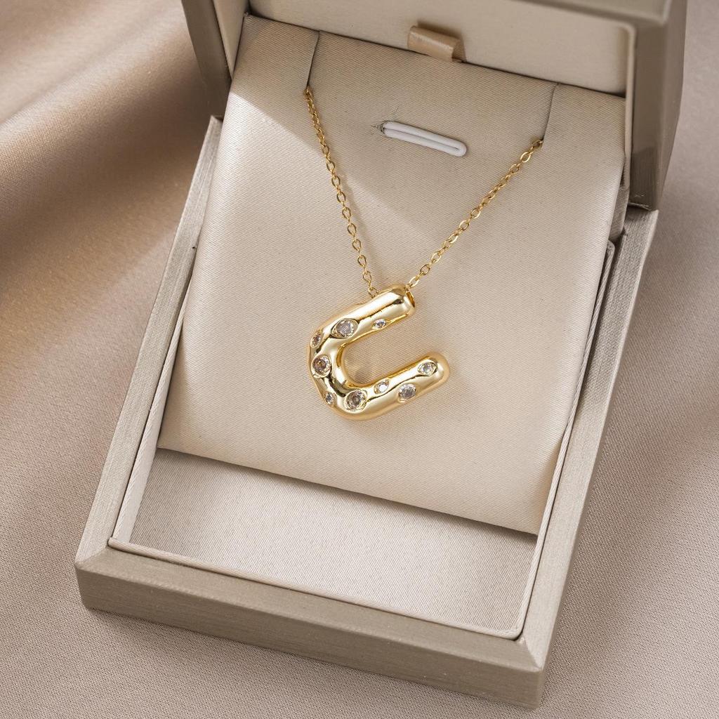 Women's Colorful English Alphabet Necklace - Simple & Trendy Design in Titanium Steel