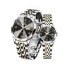OLEVS Couple Quartz Watches Stylish Stainless Steel Date Display White and Black Pair Watches