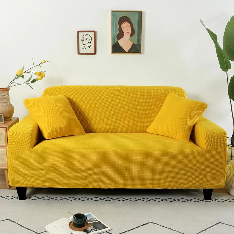 Elastic Jacquard Sofa Cover High Stretch Couch Covers Washable Solid Color Slipcover for Living Room 1/2/3/4/5 Seater