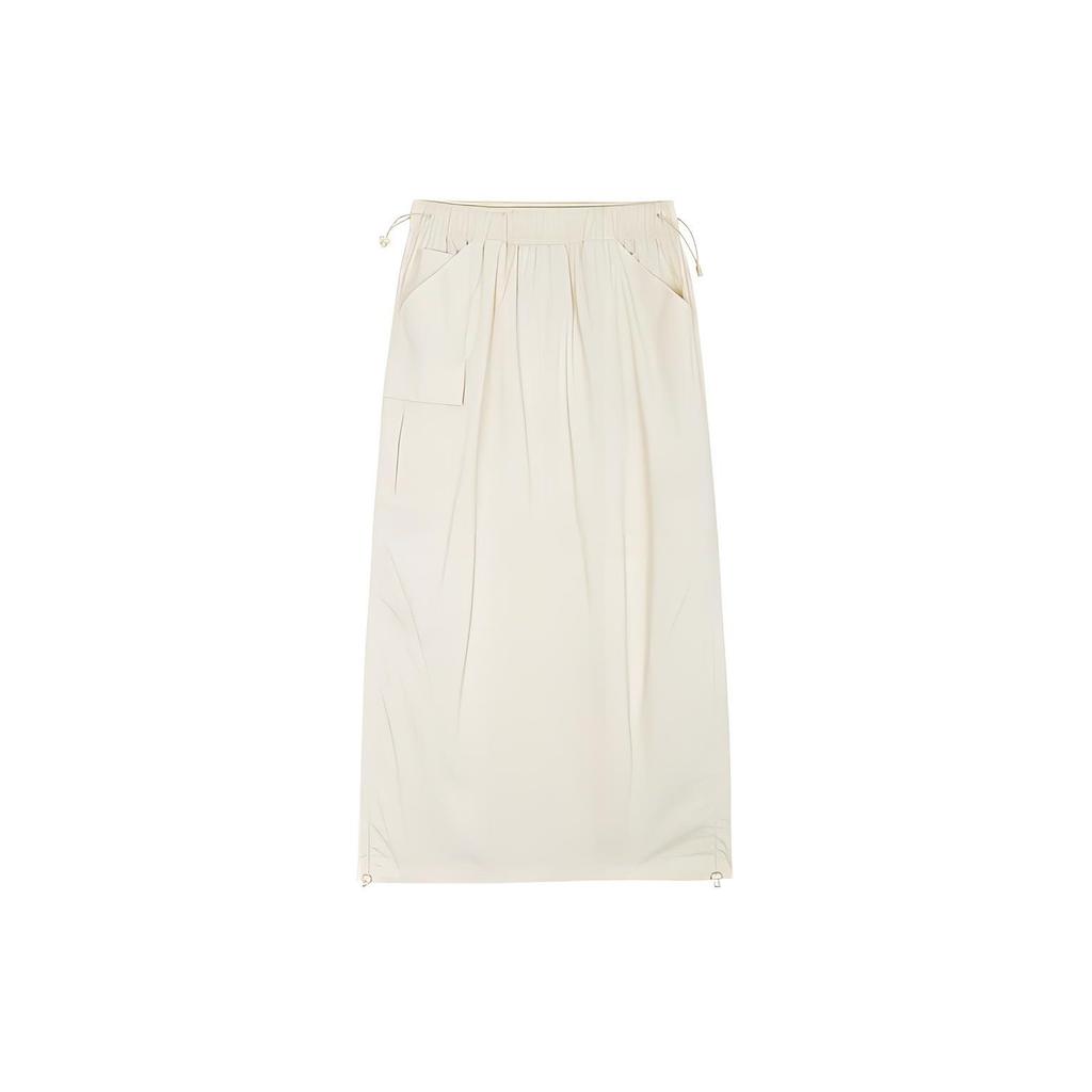 Anta Life Series Solid Color Breathable Comfortable Versatile Work Casual Long Skirt Women Skirts Granule-Beige 962428206-3