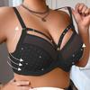 Soutien-gorge en maille semi-transparente à pois de grande taille avec anneau en acier, partie supérieure froncée et soutien latéral de la poitrine