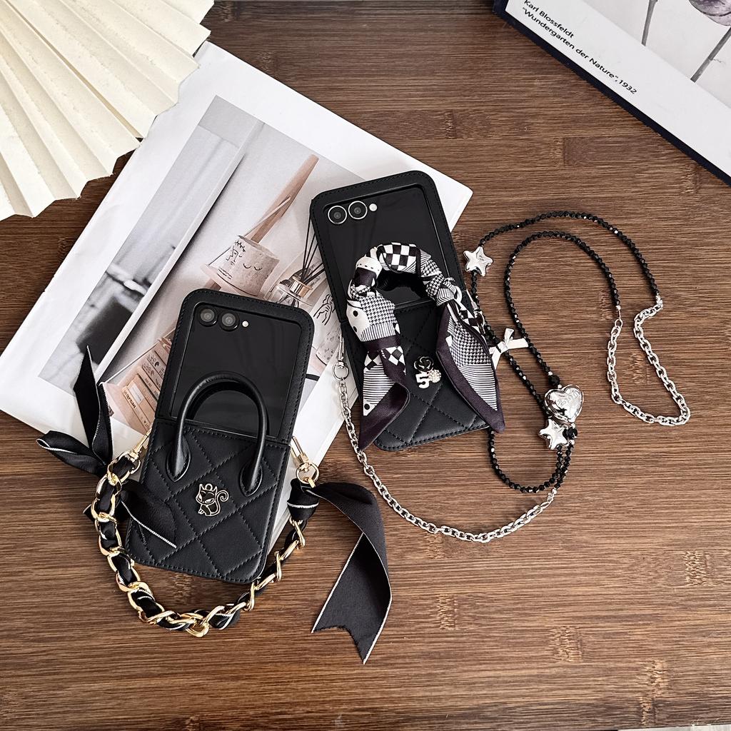 Scarf Wrist Chain Strap Fragrant Crossbody For Women Luxurious Phone Case for Samsung Galaxy Z Flip 7 6 5 4 3 Shockproof Cover