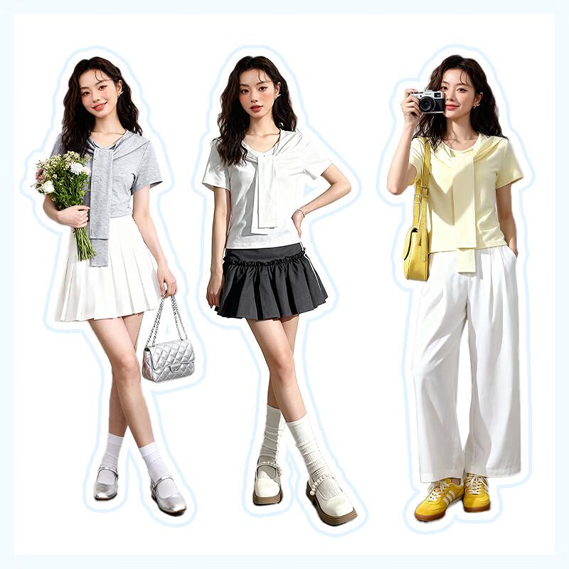 MJ STYLE Women's Navy Collar Slim Fit T-Shirt