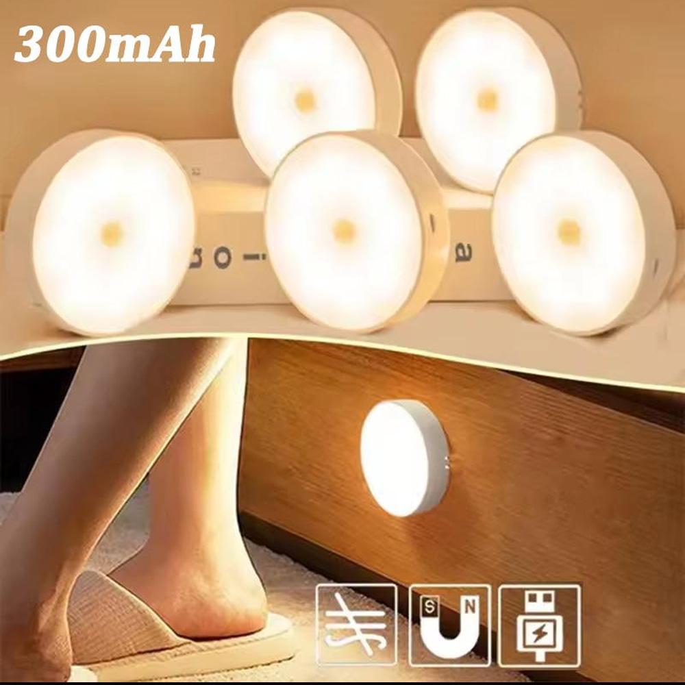 Night Light Motion Sensor Light USB LED Lamp With Switch Rechargeable Inductor Lights For Kitchen Stairs Hallway Closet Bedroom