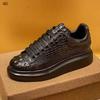 Fashion New summer crocodile print black men's breathable shoes running casual sports board shoes natural cowhide soft sole shoes A3