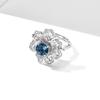 Xiaohongshu Dazzling Iris Zircon Flower Ring: Adjustable Women's Jewelry