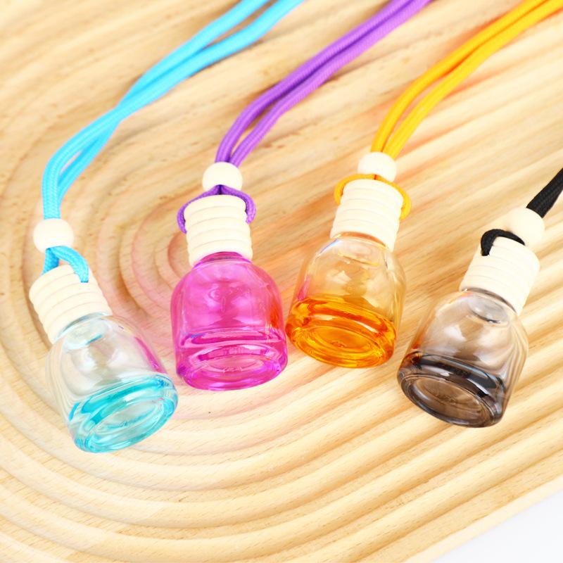Transparent Refillable Car Air Freshener with Wooden Lid and Lanyard