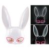 Glowing Bunny Mask Half Face Rabbit Mask Accessory for Halloween Party Supplies Pink and White Lights White