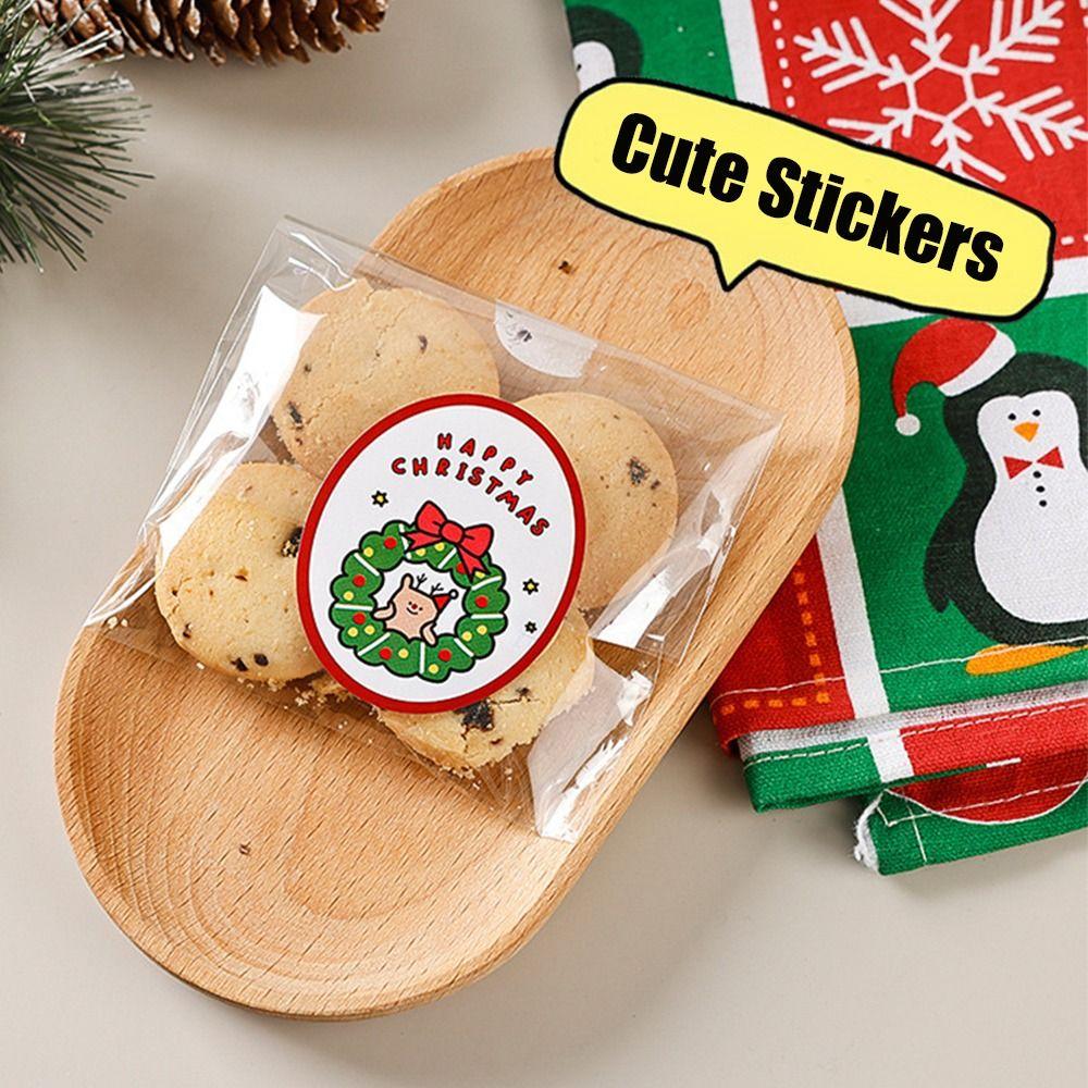 120pcs/roll Cartoon Merry Christmas Stickers Gift Decorative Labels for New Year Holiday Cards Gift Box Envelopes Party Favors