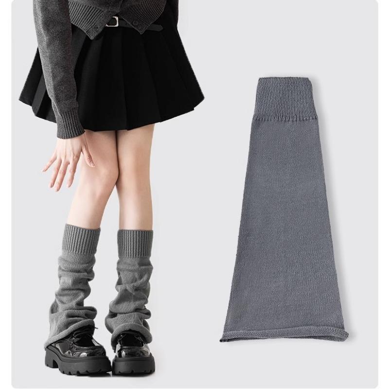 Hvite Strikkede Strømper for Kvinner, Høst- og Vinterstrømper med Utsvingte Vide Ben, Leggstrømper