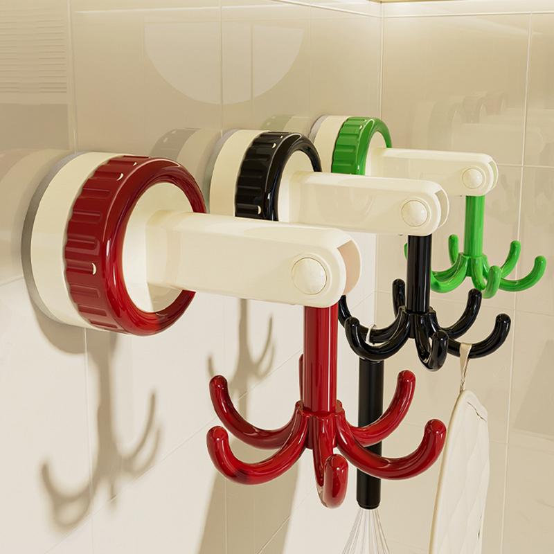 

Multi Functional And Rotatable Hook Adhesive Hook Utensil Rack Under Cabinet Hooks For Small Items In Kitchen And Bathroom червоний