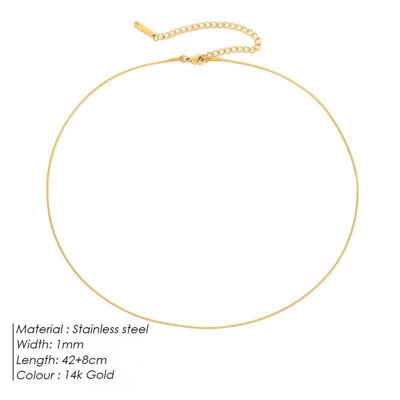 Steel Necklace Round Snake Chain for Women Simple Light Luxury Plain Chain Couple Clavicle Chain European and American Fashion Snake Bone Chain