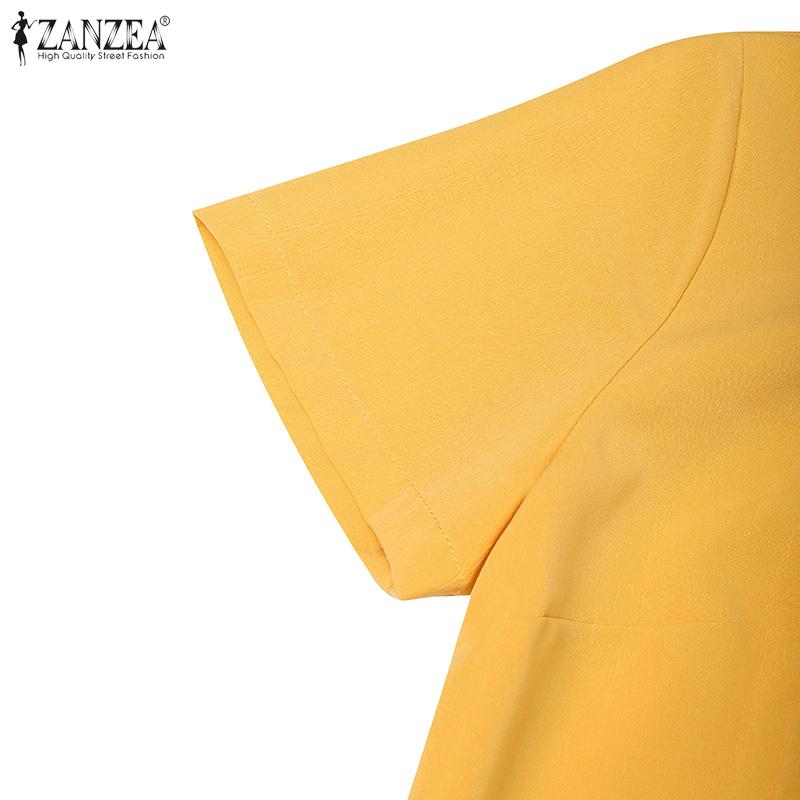 ZANZEA Women Casual Round Neck Short Sleeve Summer Embroidery Dress