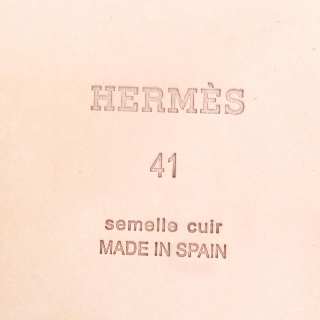 Pristine HERMES Sandals Shower Sandals Slides with Silver Metal Black brown Used