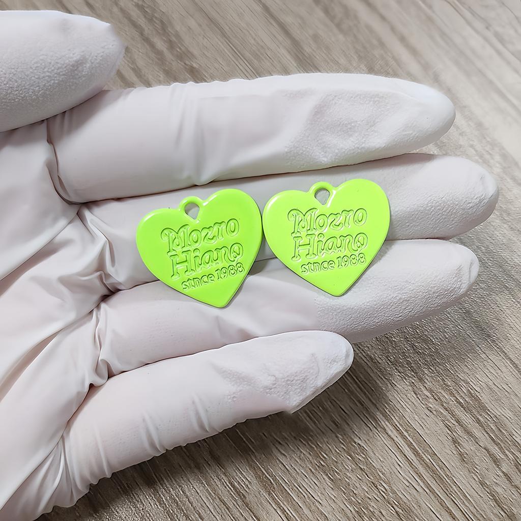 10Pcs Metal Heart Pendants Charms Dog Tags Candy Color for Bracelet Earrings Necklace DIY Jewelry Making Accessories Supplies