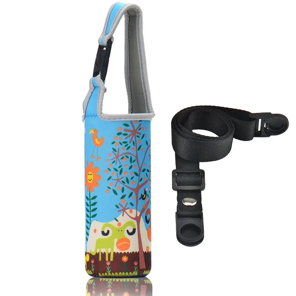 Cute Cartoon Cup Cover Kids Drinking Bottle Protective Cover Strap Lanyard Buckle Adjustable Plush Insulation Cup Case