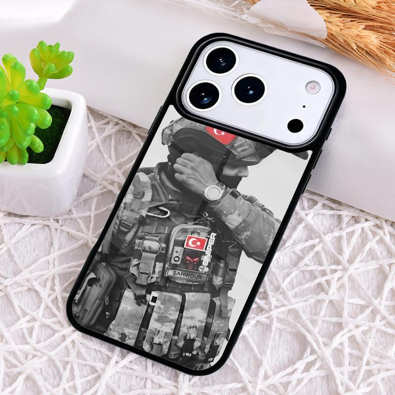 Turkey Flag Soldier Shockproof Phone Case for iPhone 17 Air 16e 15 11 12 14 13 Pro Max Cover Coque