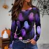 Women's Daily Casual Long-sleeved Printed O-neck Top
