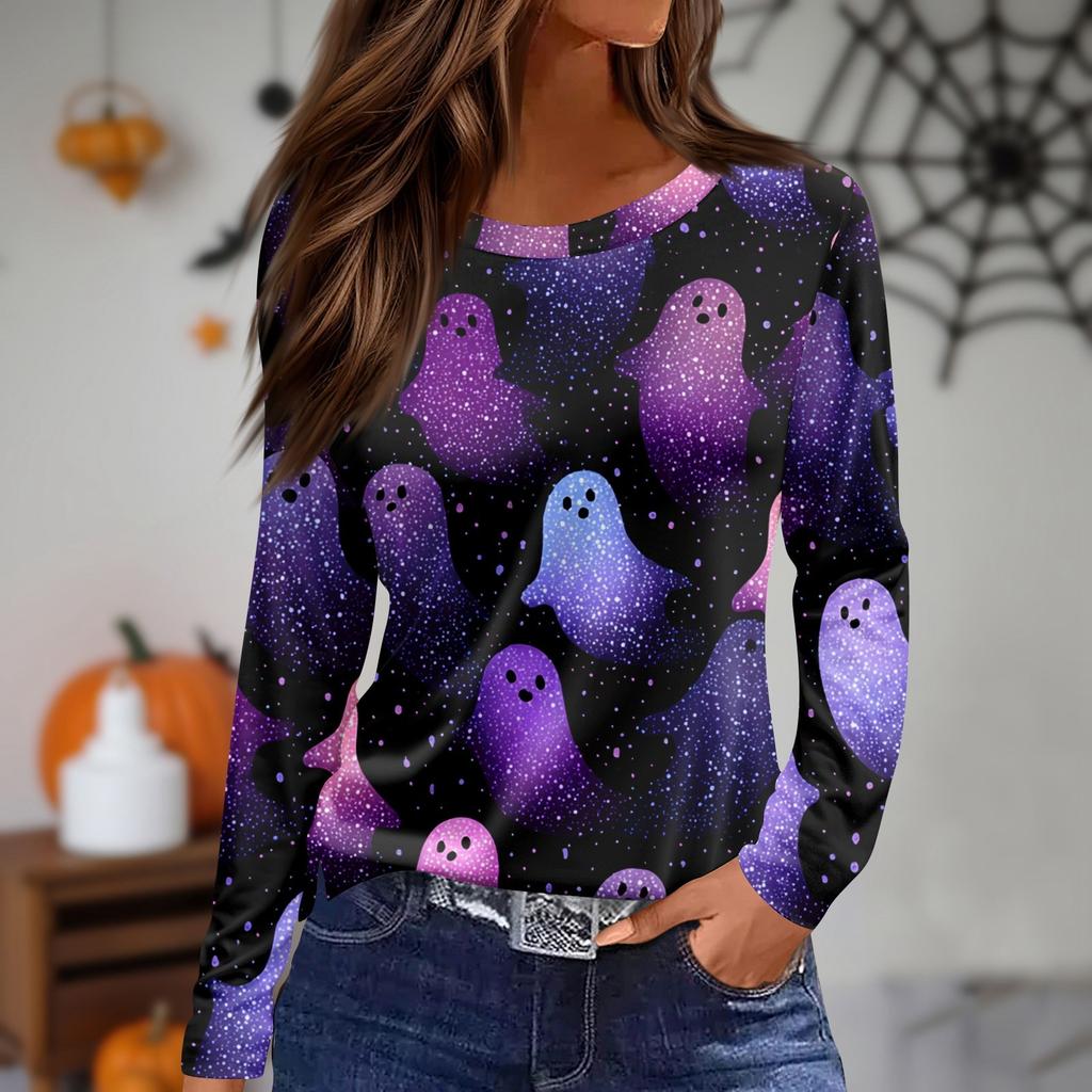 Women's Daily Casual Long-sleeved Printed O-neck Top