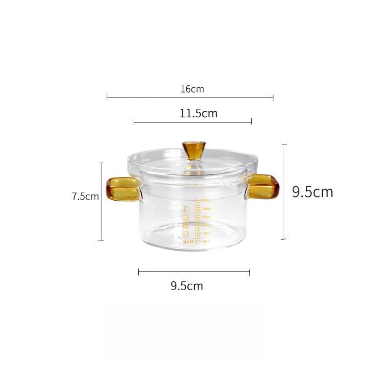 Glass Stew Pot Home Steaming Egg Bowl Baby Food Bowl Dessert Bowl with Scale and Lid Waterproof Cup