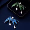 Elegant Pearl Bamboo Leaf Brooch, High-end Women's Niche Design Sense, Retro and Versatile Brooch