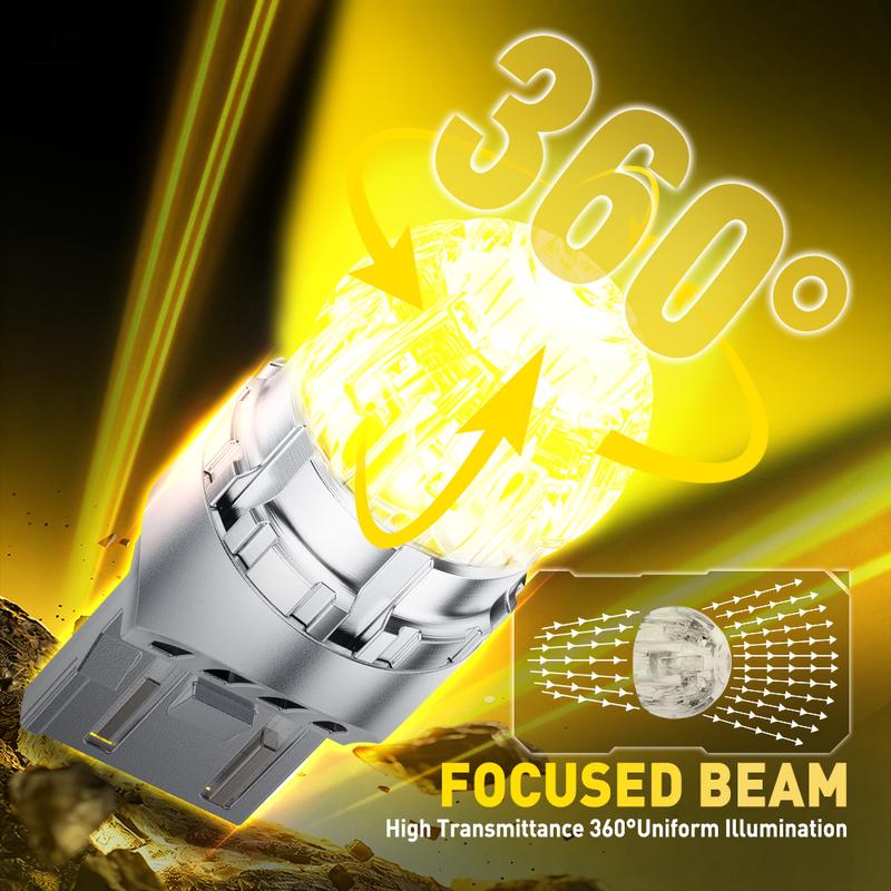 2Pcs  W21W WY21W LED T20 7440 Amber For Auto 12V Turn Signal Lights Indicator Bulbs 360 Degree Error Free In Turn Lamps