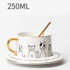 Creative Cat Coffee Cup Set Ceramic Cup With Dish Milk Water Mug Breakfast Mugs Office hand-brewed coffee cup Drinkware