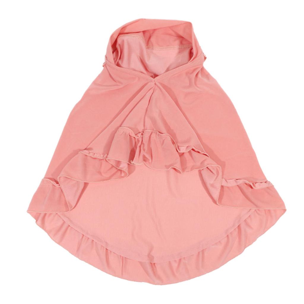 Beautiful Ruffle Solid Children Hijabs Muslim Girls Kids Hijab Islamic Headscarf Soft Stretch Fit 2-6 Years Old Girls Turban