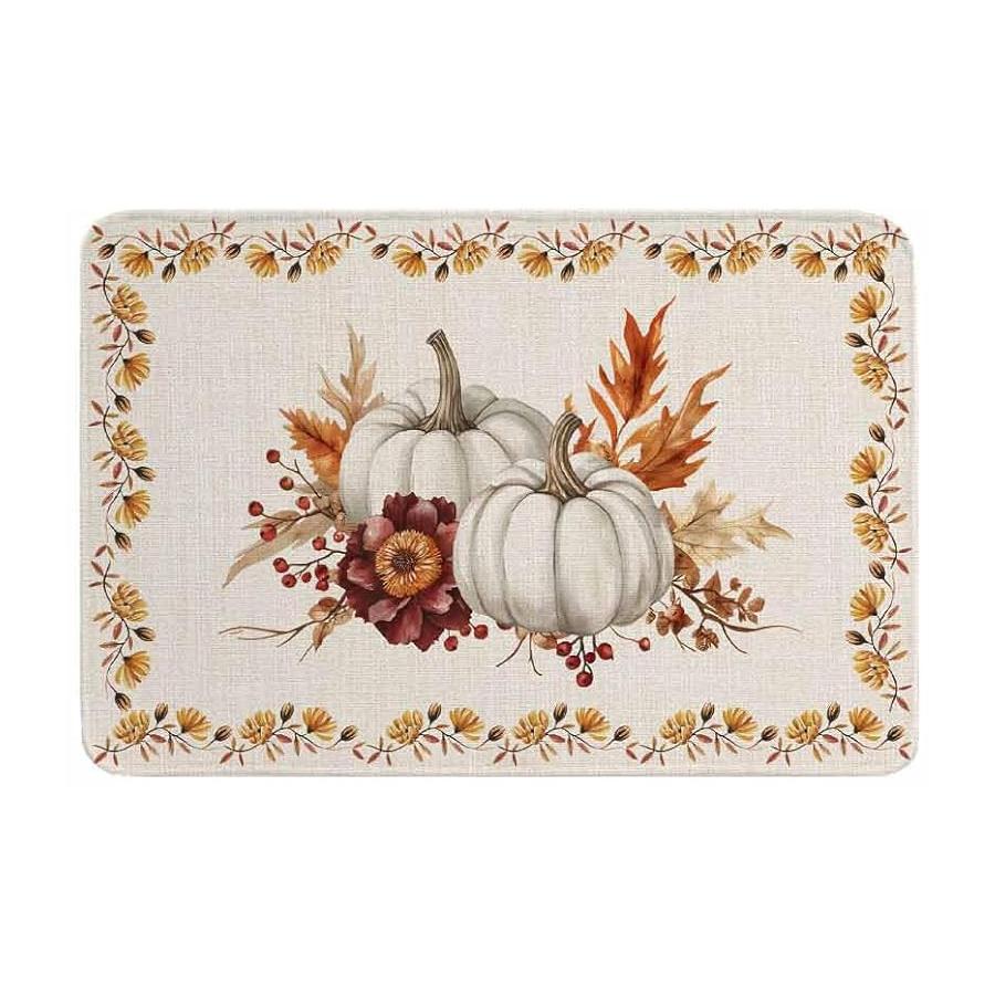Fall Thanksgiving Pumpkin Maple Leaf Kitchen Mat Decor Non-Slip Corridor Balcony Rugs Bedroom Beside Floor Mat Bathroom Door Mat