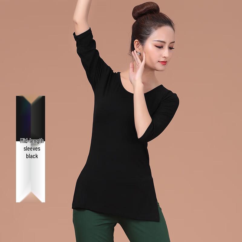 Zuoduofei Women s Modal Double Slit Dance & Yoga Top M-4XL