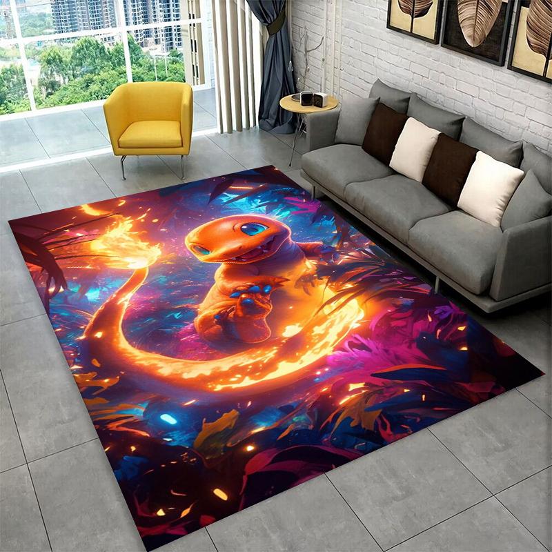 Cartoon Charizard Pokemon Non-Slip Area Rug for Living Room,Bedroom,Playroom,Soft Carpet Floor Mat Home Decor Rug Kids Room