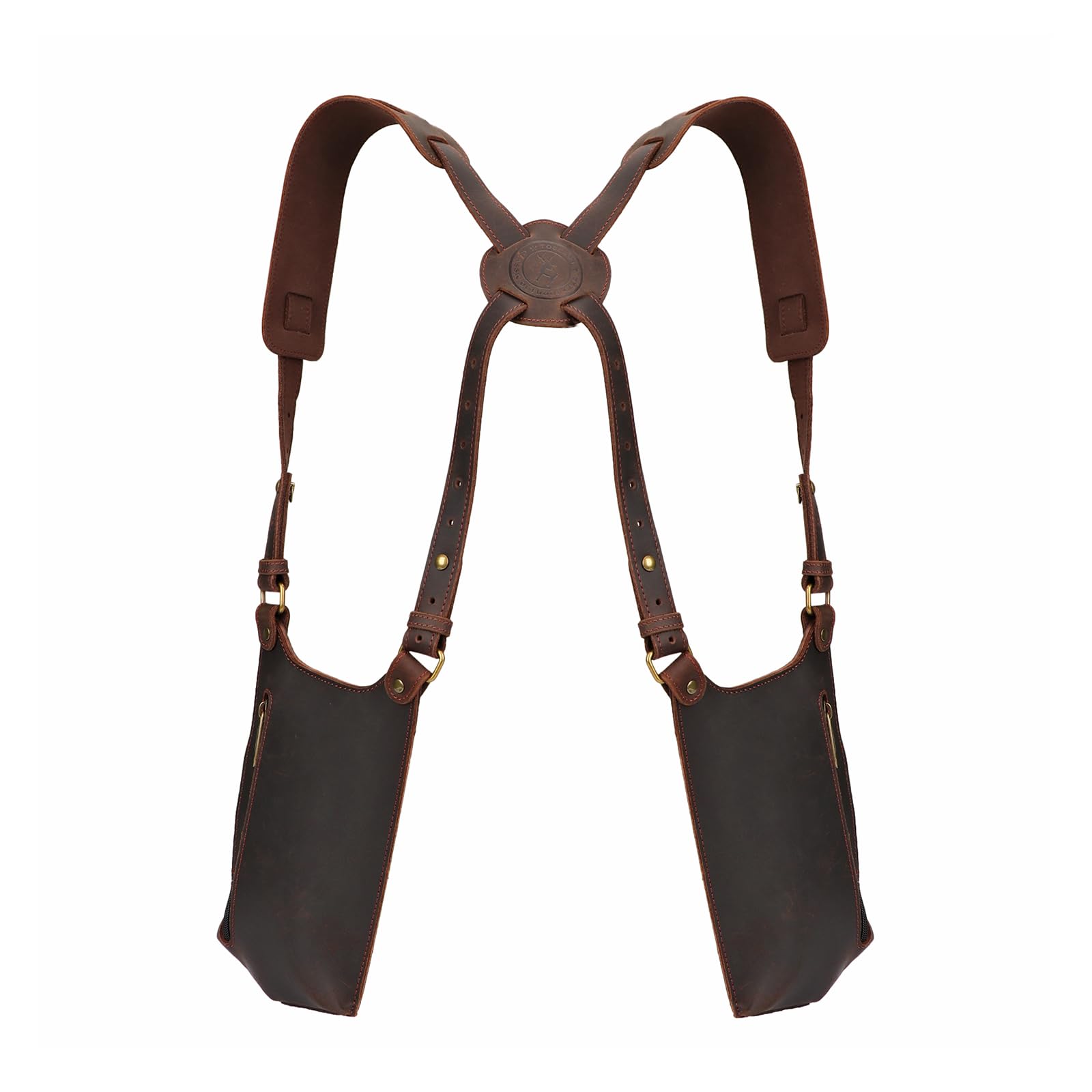 

TOURBON Leather Holster Underarm Double Shoulder Multifunctional for Business and Travel Bag, Anti-Theft Wallet, Pouch, Adjustable, Hiking, Fishing,