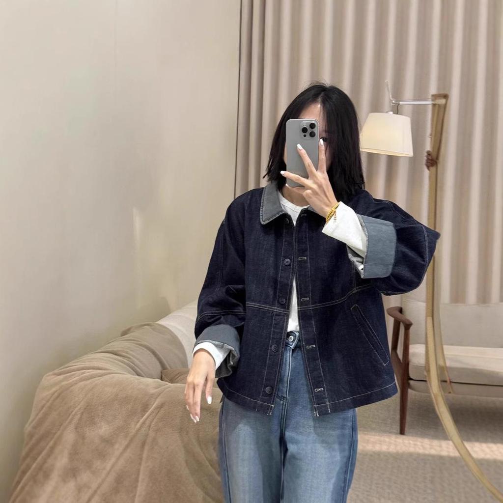 Women's Retro Patchwork Washed Denim Jacket - Spring 2025 Fashion, Loose Casual Top