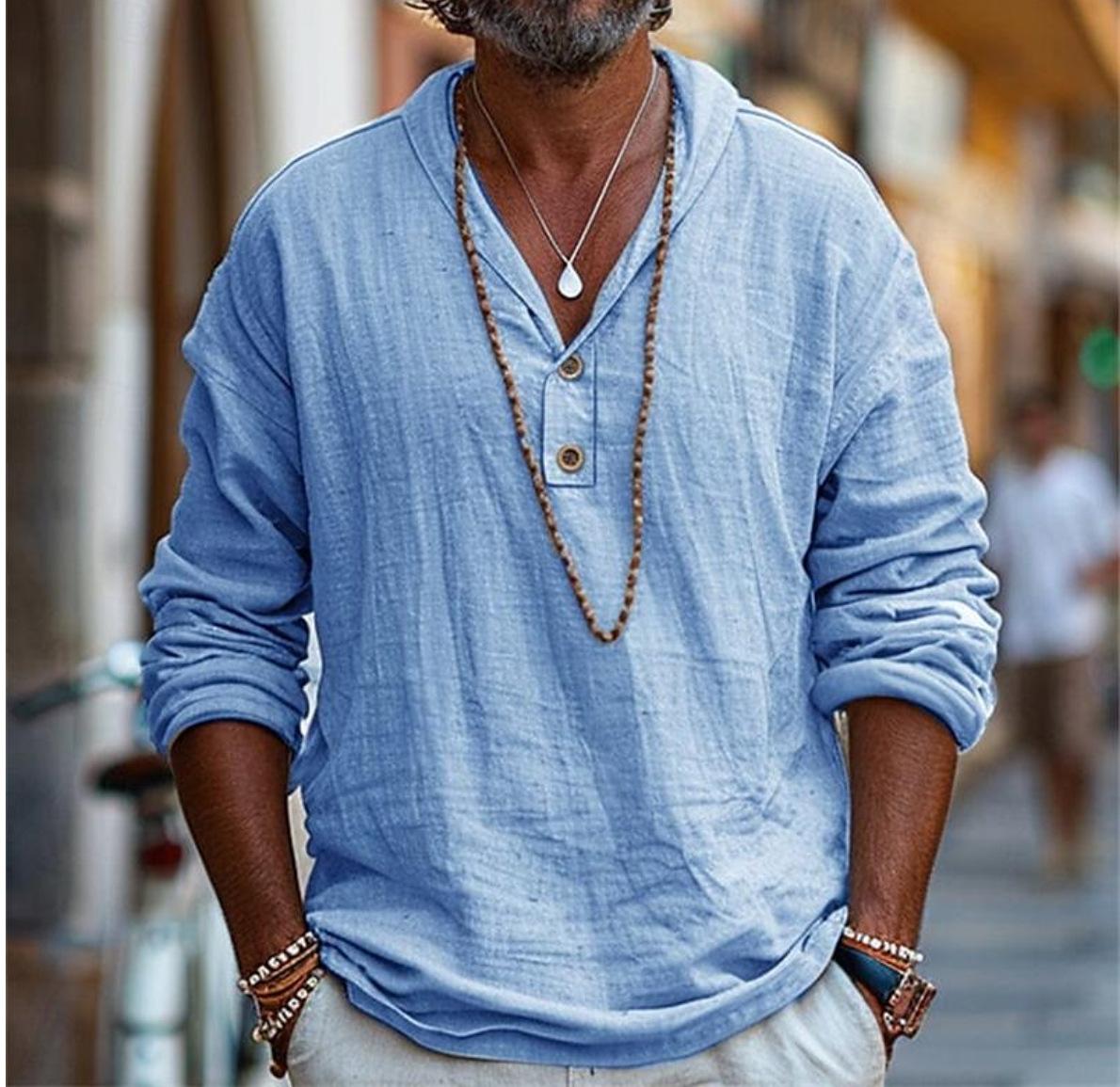 

Мужская рубашка на каждый день летняя с длинным рукавом однотонная свинцового цвета весенне-летняя повседневная одежда XXXL небесно-голубой