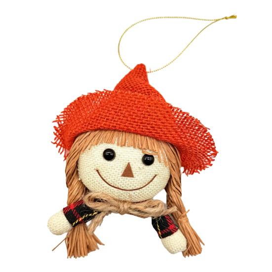 Thanksgiving Scarecrow Hanging Ornament, Cute Small Scarecrow Doll Charm for Tree, Fall, Harvest, Holiday Party Decoration
