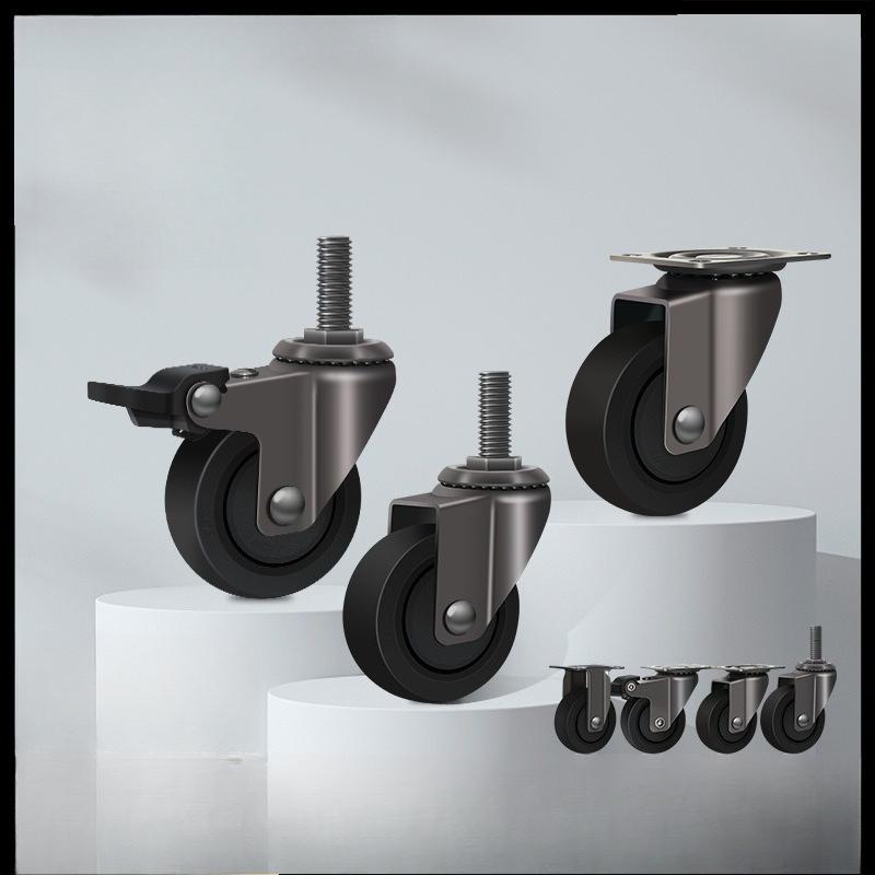 TPE casters with swivel wheels, brake, silent, heavy-duty, directional 2-inch sliding wheels for storage racks
