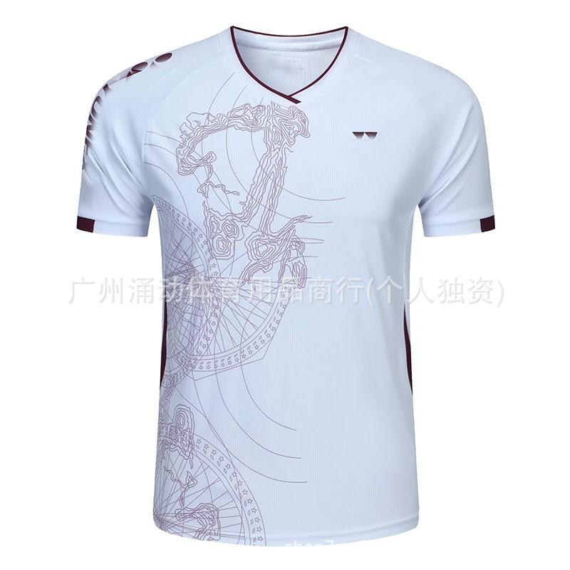 Womens Mens Badminton Training Shirt Short Sleeve Quick-Dry Breathable Sport Top Practice Match Gym Running