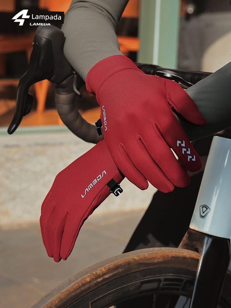 Lanpada Warm Cycling Gloves Full Finger Fleece Autumn and Winter Touch Screen Non-Slip Road Mountain Bike Men and Women